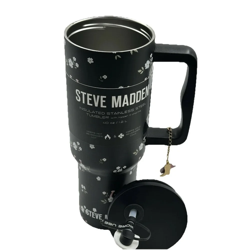 Steve Madden 40oz Insulated Tumbler Travel Mug Western Cowgirl Horseshoe Charm